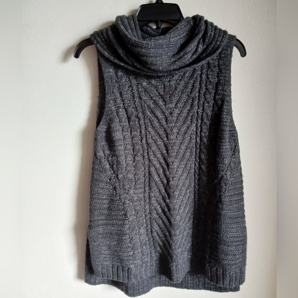 Elle  Cowl Neck Sleeveless Tunic Sweater Gray Small